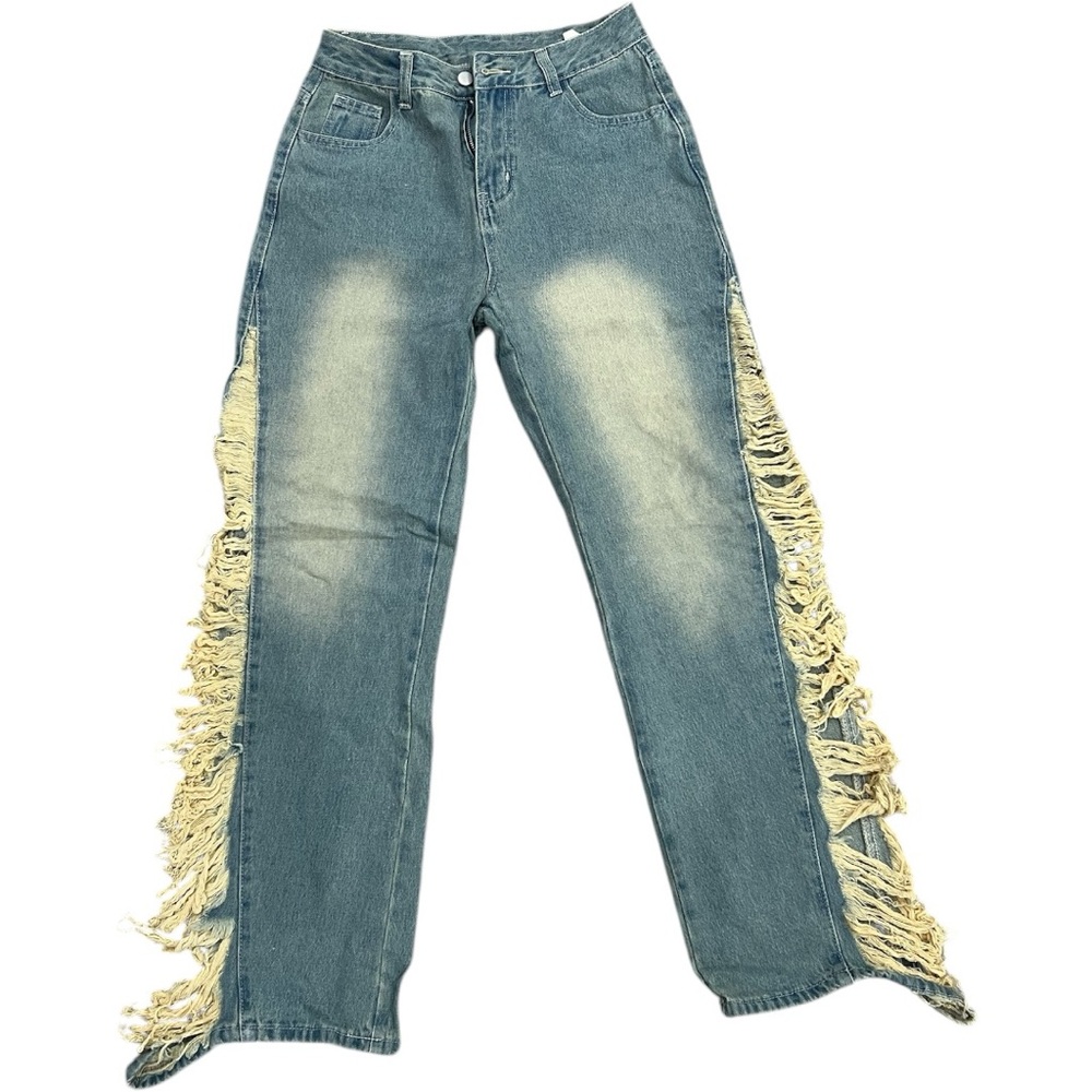 Fringe Detail Blue Jeans